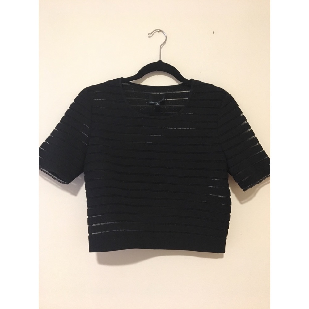 Cynthia Rowley sheer mesh striped top